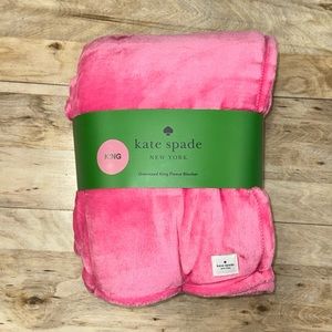 KATE SPADE KING FLEECE BLANKET BRIGHT HOT PINK FUCHSIA - NWT